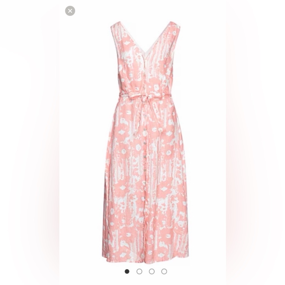 120% Lino Floral Button Down Midi Dress